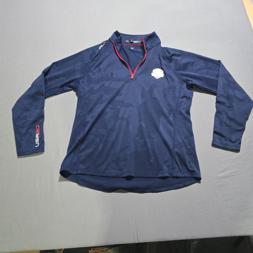 RLX Ralph‎ Lauren Ryder Cup USA 2020 Pullover Womens Small Navy Camo Quarter Zip